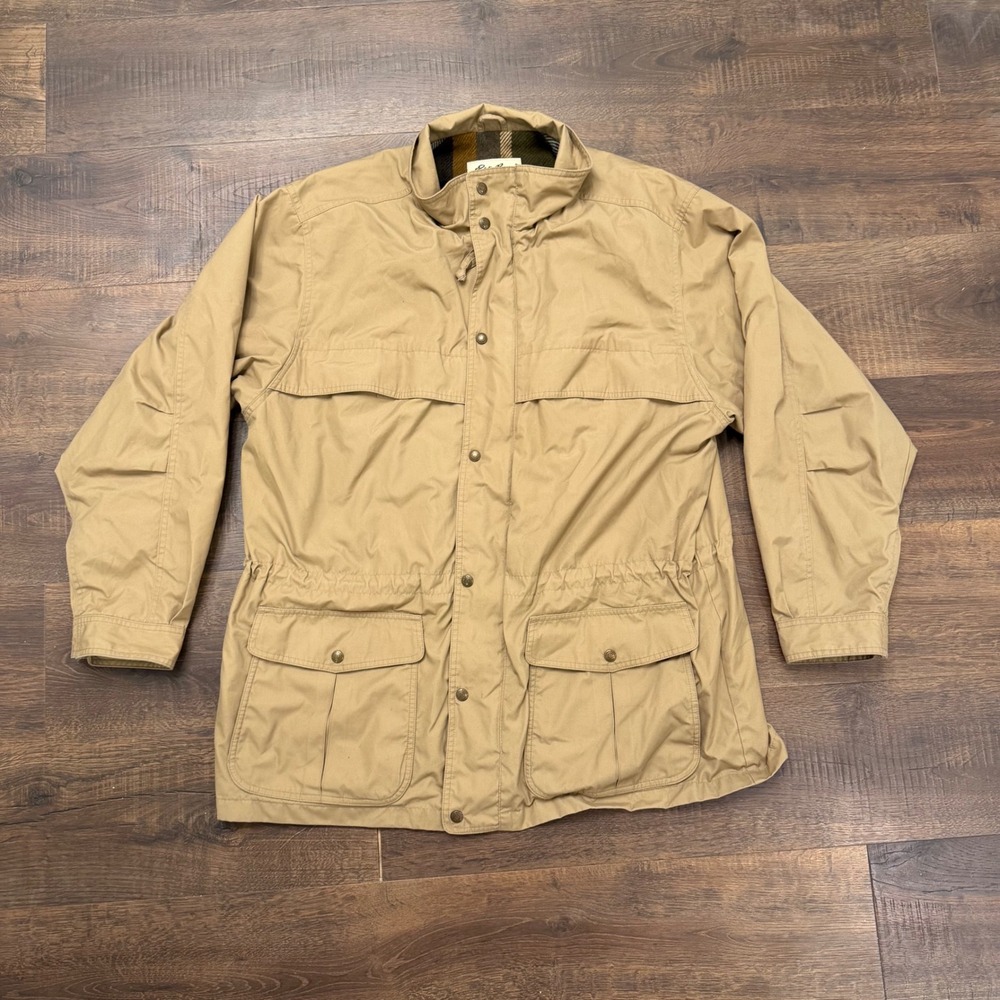 Eddie Bauer Mens Vintage Mountain Parka Tan Wool Plaid Lined Jacket XL WPL 9647